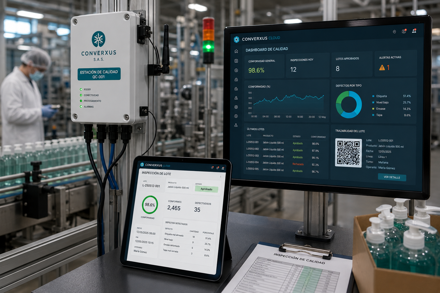 Control de calidad y trazabilidad industrial con inspección de lotes reportes y datos digitales