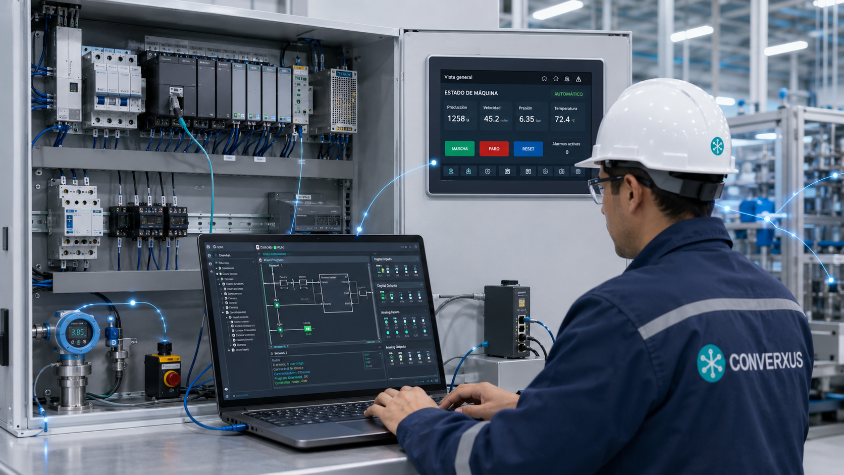 Programación de PLC industrial tableros de control de automatización y software ladder