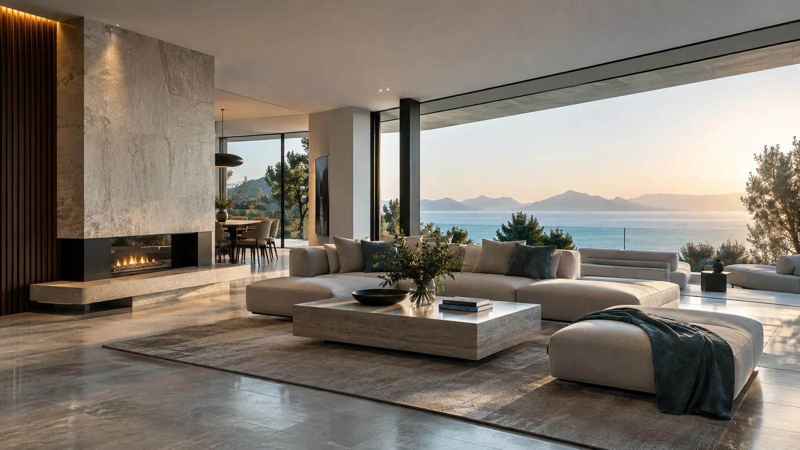 Espacio residencial contemporáneo integrado con iluminación y automatización