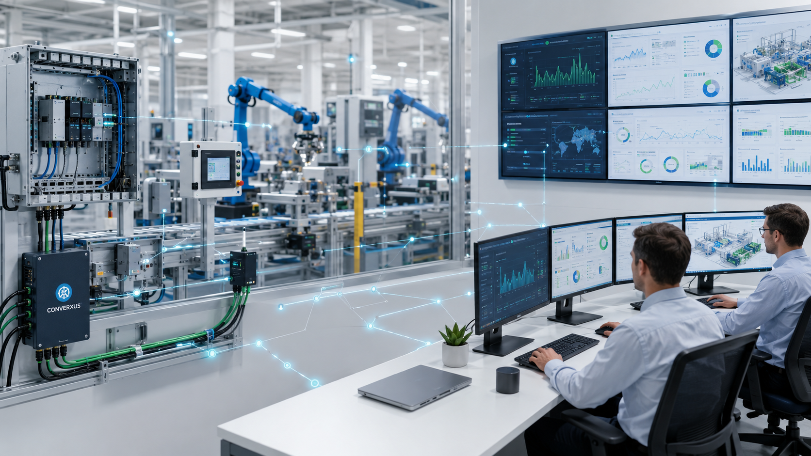 Arquitectura de monitoreo industrial con sensores y gateway IoT conectando con plataforma en la nube